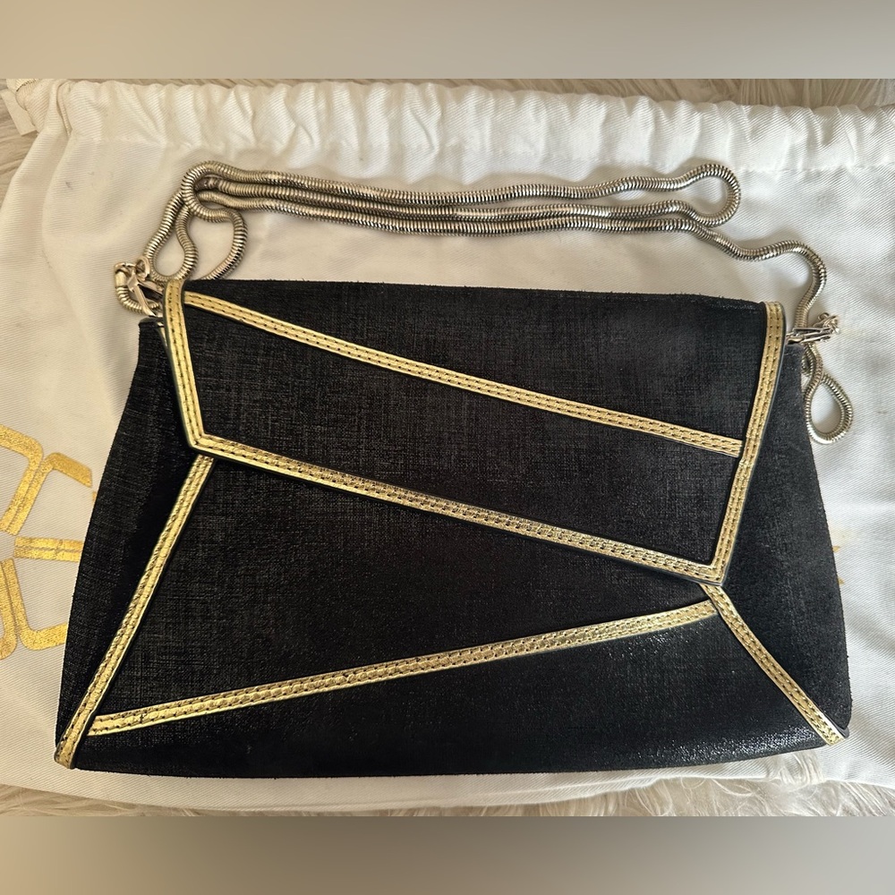Trina Turk Geometric Black and Gold Crossbody Bag